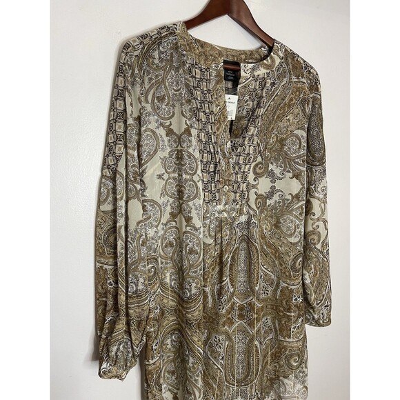 Lane Bryant Women's 14 16 Brown Gold long Sleeve Tunic Top NWT Cover Up - Picture 4 of 7